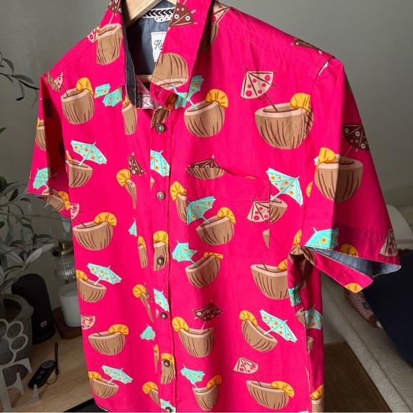 Huntington Beach Club Men’s Coconut Cocktail Drink Button Up Size S - Picture 2 of 11